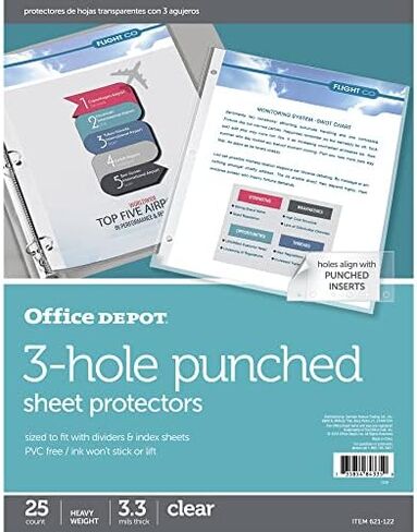 واقيات أوراق التحميل العلوي من Office Depot، ثقيلة الوزن، شبه شفافة، غير لامعة، عبوة من 25 قطعة، 621122 in Kuwait
