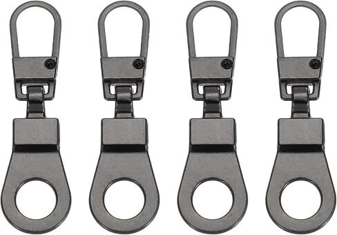 PATIKIL Zipper Pull Replacement, 4 Pcs Detachable Metal Zipper Tab Repair Kit Puller with Lock Zipper Slider for Clothing Purse Suitcase Backpacks, Gun-Black in Saudi Arabia