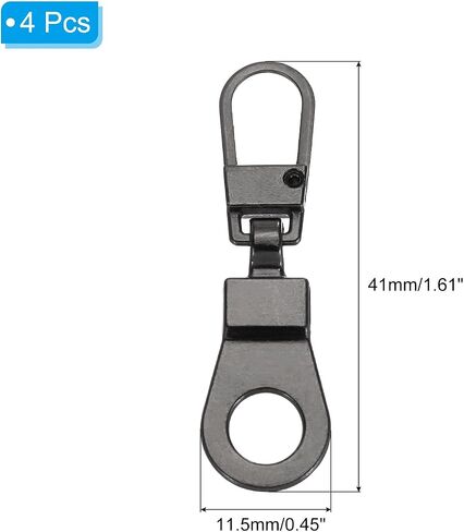 PATIKIL Zipper Pull Replacement, 4 Pcs Detachable Metal Zipper Tab Repair Kit Puller with Lock Zipper Slider for Clothing Purse Suitcase Backpacks, Gun-Black in Saudi Arabia