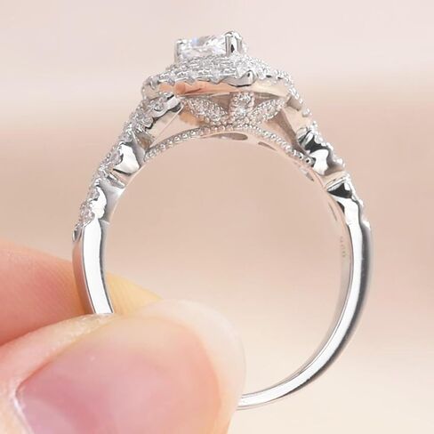 Newshe خواتم الزفاف للنساء مجموعة خاتم الخطوبة 925 الفضة الاسترليني 1.3ct الكمثرى الأبيض تشيكوسلوفاكيا حجم 5-10 in Saudi Arabia