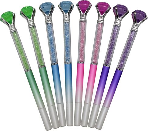 Maydahui 12 PCS Colorful Diamond Rollerball Gel Pen Crystal Quicksand Pens Rhinestones Gem Pen Black Ink for School Office Wedding Party in Saudi Arabia