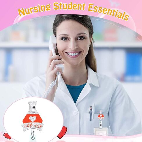 Funny Badge Reel Holder Nurse Nursing Coffee Scrubs Rubber Gloves Medical Badge Reels Retractable for Nurses Cute Acrylic RN CNA LPN LVN Glitter Badge Clip ID Card Accessories Assistant Gifts in Saudi Arabia