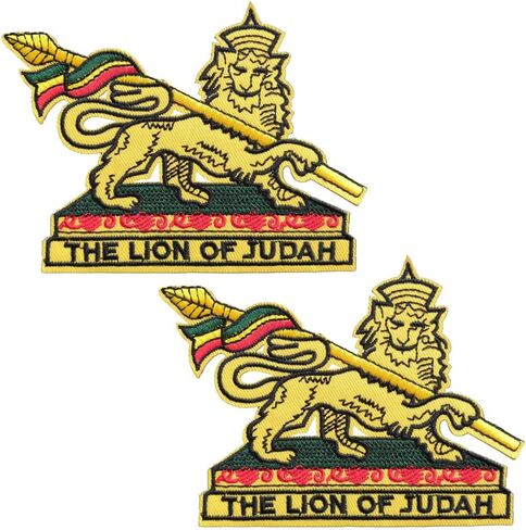 2 قطعة أسد يهوذا المطرزة بالحديد على رقعة سترة راكبي الدراجات النارية الحيوانية شارة النسيج، أصفر/أسود/أحمر، S_Logo_049 in Kuwait