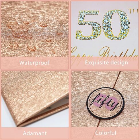 زينة عيد الميلاد الخمسين من Crenics باللون الذهبي الوردي، بديل كتاب تسجيل الدخول لضيف عيد الميلاد الخمسين الإبداعي، كتاب توقيع كبير لعيد الميلاد الخمسين مقاس 12 بوصة × 18 بوصة، هدايا رائعة لعيد الميلاد بعمر 50 عامًا للنساء in Kuwait