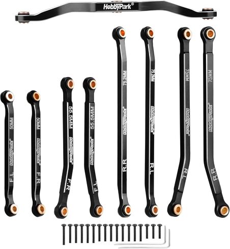 HobbyPark Aluminum Full Clearance Steering Link & High Clearance Links Set for TRX4M High Trail K10 F150 Upgrades Parts 1/18 RC Crawler Replacement (Black) in Kuwait