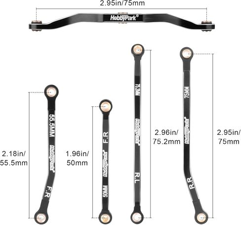 HobbyPark Aluminum Full Clearance Steering Link & High Clearance Links Set for TRX4M High Trail K10 F150 Upgrades Parts 1/18 RC Crawler Replacement (Black) in Kuwait
