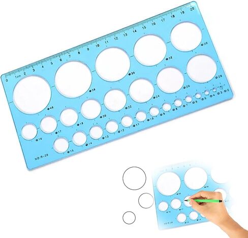 Blue Round Stencil Plastic Ruler Multifunctional Drawing Round Stencil Ruler Round Drawing Tool Ruler in Saudi Arabia