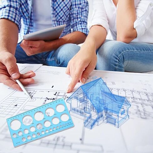 Blue Round Stencil Plastic Ruler Multifunctional Drawing Round Stencil Ruler Round Drawing Tool Ruler in Saudi Arabia