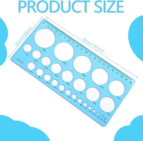 Blue Round Stencil Plastic Ruler Multifunctional Drawing Round Stencil Ruler Round Drawing Tool Ruler in Saudi Arabia