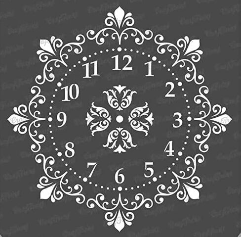 CrafTreat Reusable Clock Stencils for Painting on Wood, Canvas, Paper, Fabric, Floor, Wall and Tile - Ornate Clock - 6x6 Inches - DIY Art and Craft Stencils - Clock Face Stencil in Saudi Arabia