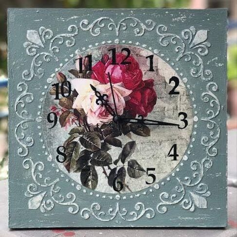 CrafTreat Reusable Clock Stencils for Painting on Wood, Canvas, Paper, Fabric, Floor, Wall and Tile - Ornate Clock - 6x6 Inches - DIY Art and Craft Stencils - Clock Face Stencil in Saudi Arabia