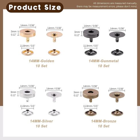 Wokape 40Sets 4 Colors 14mm Round Strong Magnetic Button Clasps Snaps Assortment Kit, Button Clasps Closure Purse Handbag with Washer Perfect for Nickel DIY Craft Set in Saudi Arabia