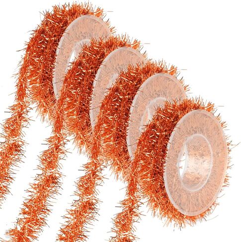 Tongcloud 4 Rolls Christmas Tinsel Ribbon Metallic Garland Tinsel Garland Christmas Metallic Tinsel Ribbon Glitter Tinsel Ribbon for Christmas Birthday Party(Black, 19.6feetx0.7inches) in Kuwait