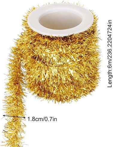 Tongcloud 4 Rolls Christmas Tinsel Ribbon Metallic Garland Tinsel Garland Christmas Metallic Tinsel Ribbon Glitter Tinsel Ribbon for Christmas Birthday Party(Black, 19.6feetx0.7inches) in Kuwait