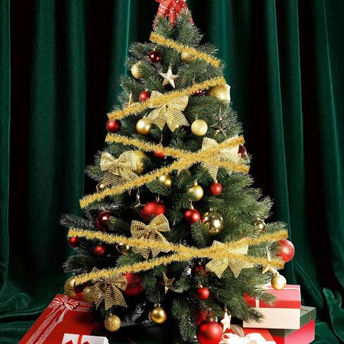 Tongcloud 4 Rolls Christmas Tinsel Ribbon Metallic Garland Tinsel Garland Christmas Metallic Tinsel Ribbon Glitter Tinsel Ribbon for Christmas Birthday Party(Black, 19.6feetx0.7inches) in Kuwait