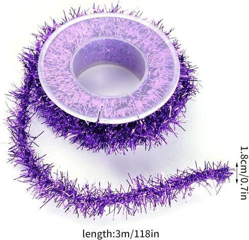 Tongcloud 4 Rolls Christmas Tinsel Ribbon Metallic Garland Tinsel Garland Christmas Metallic Tinsel Ribbon Glitter Tinsel Ribbon for Christmas Birthday Party(Black, 19.6feetx0.7inches) in Kuwait