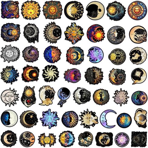 50PCS Cool Sticker Sun&Moon Graffiti Stickers,Waterproof Vinyl Stickers for Laptop Water Bottles Luggage Scrapbook Phone,Skateboard Stickers for Adults in Saudi Arabia