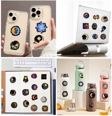 50PCS Cool Sticker Sun&Moon Graffiti Stickers,Waterproof Vinyl Stickers for Laptop Water Bottles Luggage Scrapbook Phone,Skateboard Stickers for Adults in Saudi Arabia
