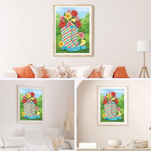 NAIMOER Boots and Blooms 5D Full Drill Diamond Art Kit for Adults, DIY Diamond Art Kits for Home Decor, Birds Diamond Dots Art Kits, 30x40cm in Saudi Arabia