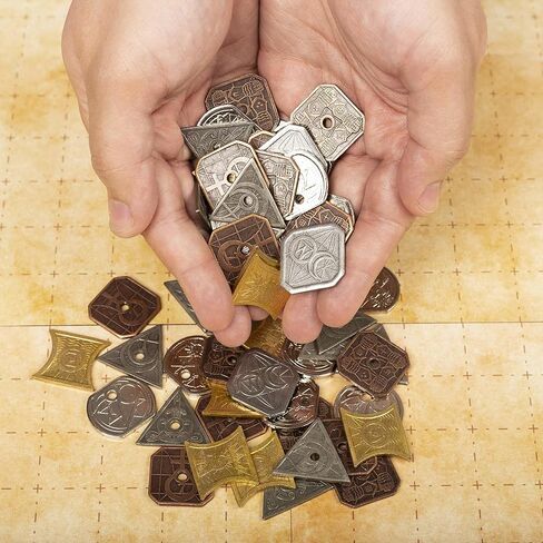 خزائن Stratagem King's 60 عملة خيالية متنوعة - عملة آر بي جي معدنية حقيقية على الطاولة مع حقيبة مخملية - ملحقات ألعاب اللوحة المتوافقة مع 5E in Kuwait