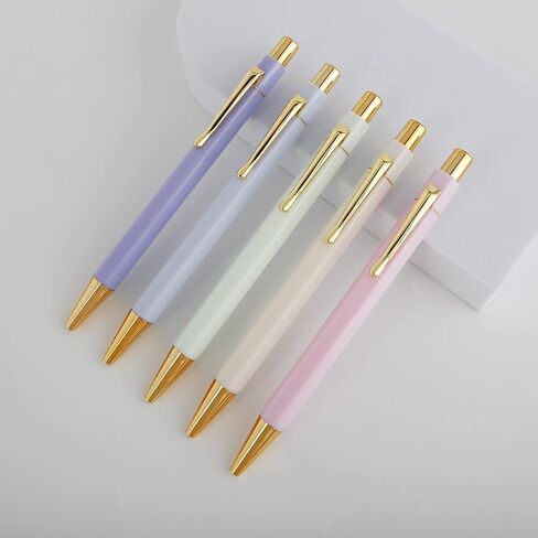 Pretty Gold Hexagon Gel Pens, Medium Point(0.7), Black Ink, 5-Pack, Cute Pens for Women and Man (08) in Saudi Arabia
