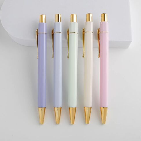 Pretty Gold Hexagon Gel Pens, Medium Point(0.7), Black Ink, 5-Pack, Cute Pens for Women and Man (08) in Saudi Arabia