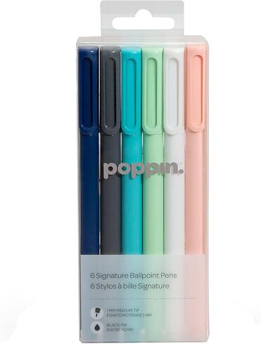 أقلام حبر جاف حديثة متنوعة، مجموعة من 6، حبر أسود in Kuwait