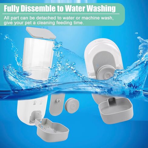 Hanging Automatic Pet Food and Water Dispenser, Auto Gravity Rabbit Ferret Bunny Hedgehog Feeder and Water Dispenser Sets, Cat Dog Food and Water Dispenser Food Bowl for Cage Hanging (Grey) in Kuwait