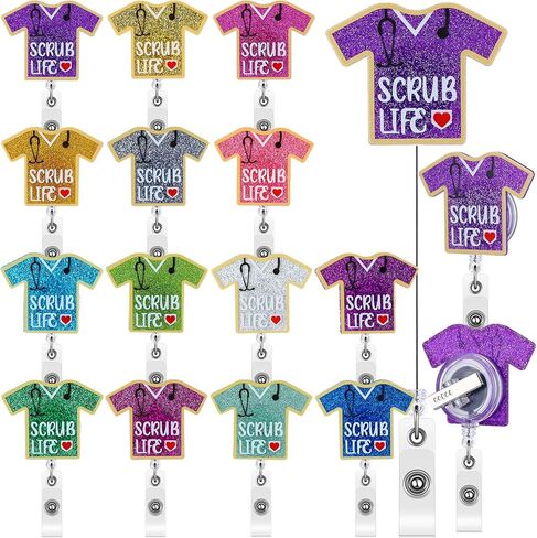 Qilery 14 Pcs Nurse Retractable Badge Reel CNA Badge Clip Holder for Nurse Scrub Life Nurse Week Gifts Glitter Badge Reel for Nurse Medical Assistant Worker Nurse Graduation CNA Week Gifts(Classic) in Saudi Arabia