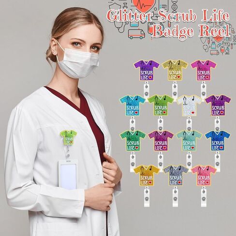Qilery 14 Pcs Nurse Retractable Badge Reel CNA Badge Clip Holder for Nurse Scrub Life Nurse Week Gifts Glitter Badge Reel for Nurse Medical Assistant Worker Nurse Graduation CNA Week Gifts(Classic) in Saudi Arabia