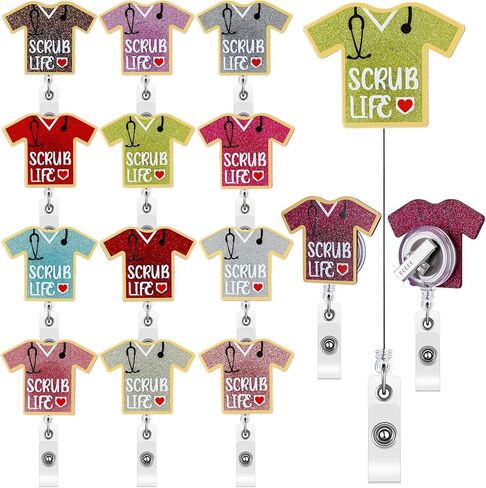 Qilery 14 Pcs Nurse Retractable Badge Reel CNA Badge Clip Holder for Nurse Scrub Life Nurse Week Gifts Glitter Badge Reel for Nurse Medical Assistant Worker Nurse Graduation CNA Week Gifts(Classic) in Saudi Arabia