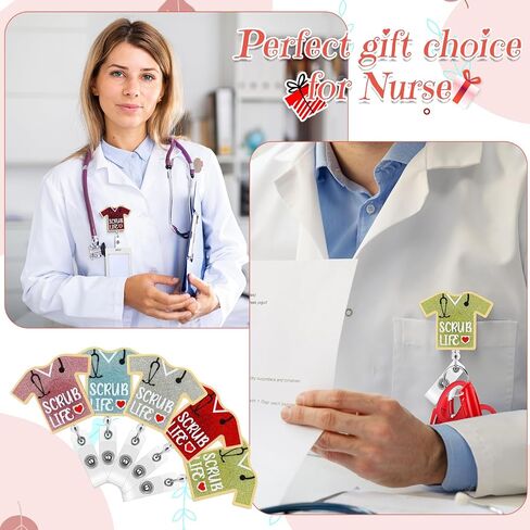 Qilery 14 Pcs Nurse Retractable Badge Reel CNA Badge Clip Holder for Nurse Scrub Life Nurse Week Gifts Glitter Badge Reel for Nurse Medical Assistant Worker Nurse Graduation CNA Week Gifts(Classic) in Saudi Arabia
