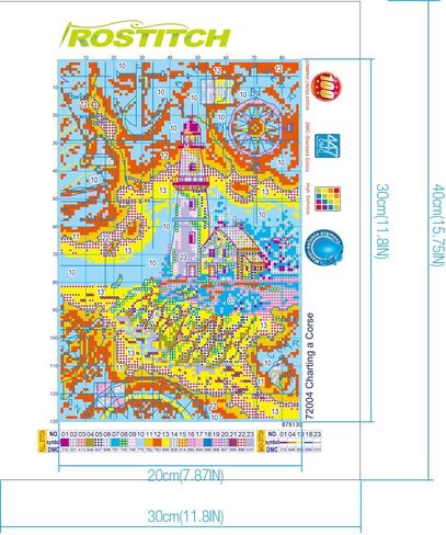 ROSTITCH Charting a Corse Cross Stitch Kits - Counted Cross Stitch Kits All Clear Stamped Cross-Stitch Needlepoint Counted Kits Beginners,Embroidery Kit Arts and Crafts for Home Decor in Saudi Arabia