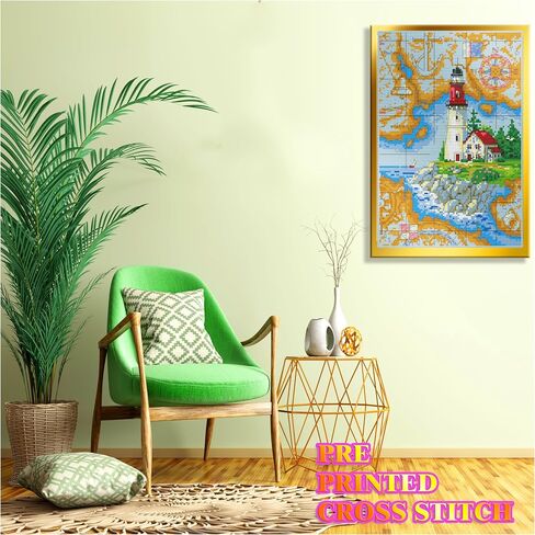 ROSTITCH Charting a Corse Cross Stitch Kits - Counted Cross Stitch Kits All Clear Stamped Cross-Stitch Needlepoint Counted Kits Beginners,Embroidery Kit Arts and Crafts for Home Decor in Saudi Arabia