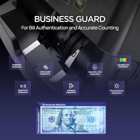 NUCOUN VC-3 آلة عد النقود، فئة مختلطة، عد القيمة، CIS/UV/IR/MG/MT كشف التزييف، USD/Euro/CAD/MXN، عداد نقدي للفاتورة ممكّن للطابعة للأعمال in Kuwait