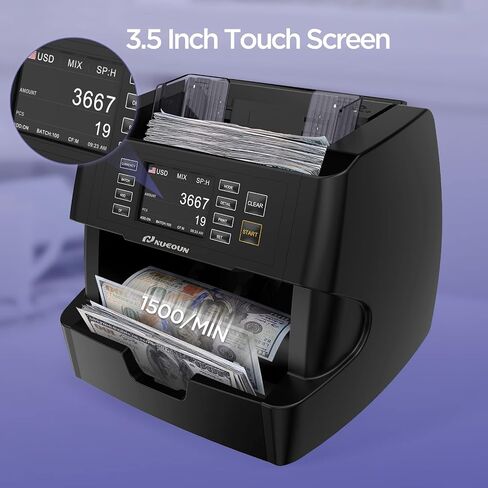 NUCOUN VC-3 آلة عد النقود، فئة مختلطة، عد القيمة، CIS/UV/IR/MG/MT كشف التزييف، USD/Euro/CAD/MXN، عداد نقدي للفاتورة ممكّن للطابعة للأعمال in Kuwait