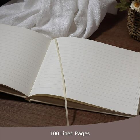 كتاب ضيوف حفل زفاف أنيق لحفلات الزفاف، دفتر ضيوف جميل لاستحمام الطفل وديكور الزفاف، 100 صفحة مبطنة لتسجيل الدخول، صور وصور بولارويد، غطاء من الكتان (صفحات بيضاء مسطرة) in Saudi Arabia