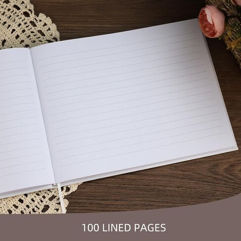 كتاب ضيوف حفل زفاف أنيق لحفلات الزفاف، دفتر ضيوف جميل لاستحمام الطفل وديكور الزفاف، 100 صفحة مبطنة لتسجيل الدخول، صور وصور بولارويد، غطاء من الكتان (صفحات بيضاء مسطرة) in Saudi Arabia