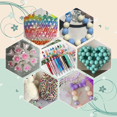 PH PandaHall 102PCS Crystal Bubblegum Beads, 16mm Clear Silver Gold Chunk Beads Acrylic Beads Large Rhinestone Pearl Beads Shiny Focal Beads Round Spacer Beads for DIY Pen Key Chain Bag Necklace in Saudi Arabia