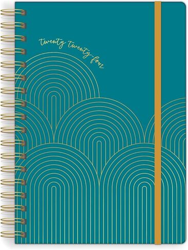 مخطط ساوثوورث (يناير 2024 - ديسمبر 2024)، 7 بوصة × 9.25 بوصة، أزرق مخضر مع وصلات ذهبية، ورق ممتاز 28#/105 جرامًا للمتر المربع، سلك مزدوج متوسط ​​(91045) in Kuwait