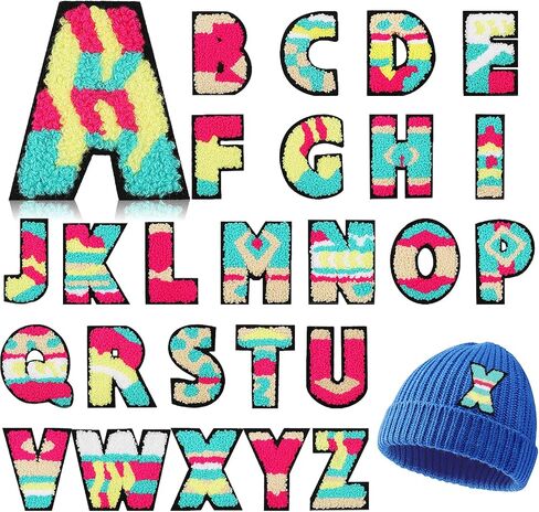 104 Pcs Chenille Letter Patches Iron on Letters Self Adhesive Chenille Patches Embroidered Patches Stickers for Backpack Clothing Hats Iron on Chenille, Glitter, Stick on Letter Patches in Saudi Arabia