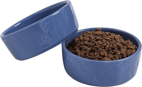 Cute Dog Bowls for Food and Water, Ceramic Dog Bowl Set of 2 for Small Size Dogs, 5 Inch Wide Pet Dishes for Puppy, Blue in Saudi Arabia