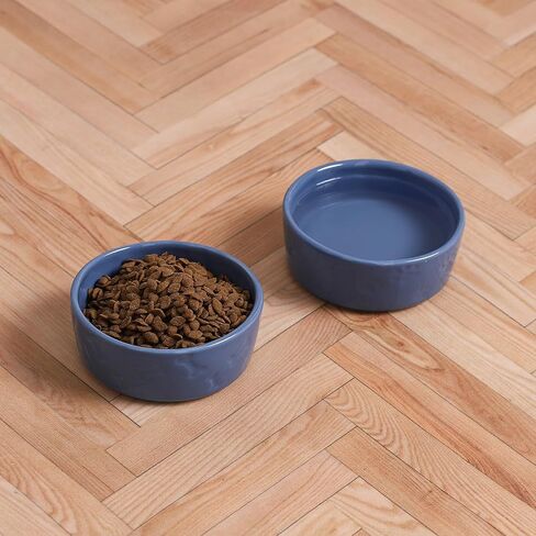 Cute Dog Bowls for Food and Water, Ceramic Dog Bowl Set of 2 for Small Size Dogs, 5 Inch Wide Pet Dishes for Puppy, Blue in Saudi Arabia