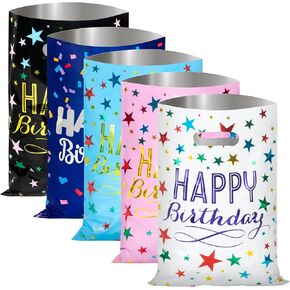 40 PCS Birthday Party Favor Bags, Birthday Goodie Bags for Kids, Birthday Treat Bags for Boys Girls 5 Colors Return Gift Bags