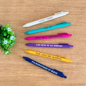 Jxueych 3 Pieces Funny Sarcastic Ballpoint Pens, Black Ink, Office Accessories Desk Decor Work Pen Gag Gift for Coworkers Boss Adults