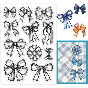 GLOBLELAND Bow Tie Sketch Clear Stamps for Cards Making Lace Bowknot Clear Stamp Seals Transparent Stamps for DIY Scrapbooking Photo Album Journal Home Decoration