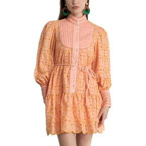 Aox Women Ruffle Sleeve Tunic Midi Dress Flowy Shift Sundress Sweet Babydoll Button Down Swing Skirt