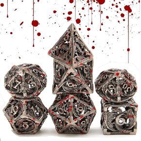 DND Metal Game Dice Set Glitter Purple with Gold Edge and Number 7pcs Set for Dungeons and Dragons RPG MTG Table Games D4 D6 D8 D10 D12 D20