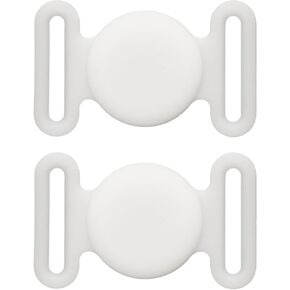 2pcs Dog Collar Holder, Waterproof Silicone Case for GPS Tracker Scratch-Resistant Compatible with Air Tag Holder for Dogs Cats Pet Collars (White)