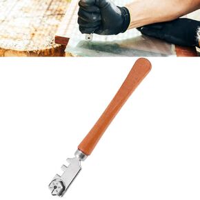 130MM Glass Cutter, Glass Cutters Tools, Glass Cutting Tool, Glass Cutting Tools Professional Six Wheel Glass Cutter Craft Cutting Kit Tool with Wooden Handle